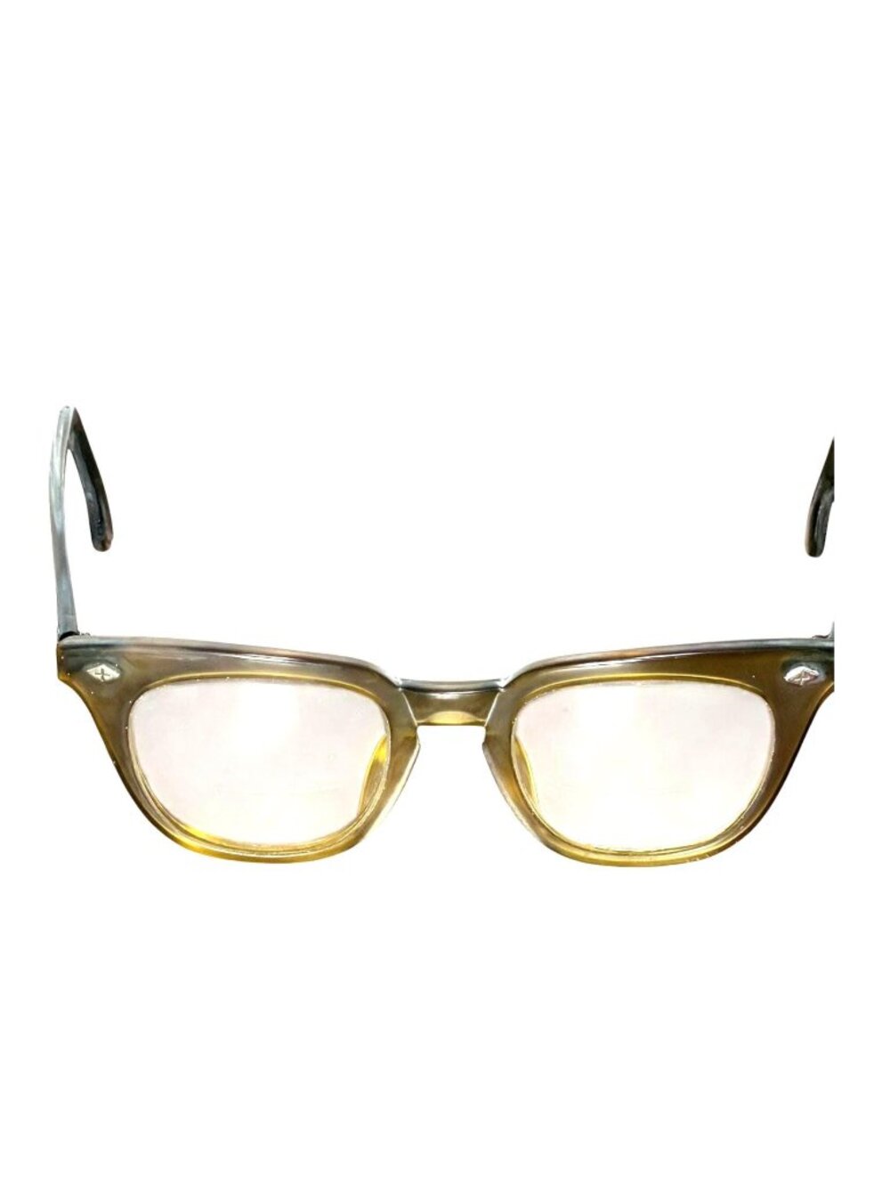 Bausch & Lomb acetate safety glasses with silver cross rivet corners